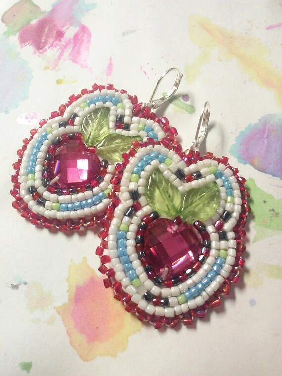 Beaded Strawberry earrings.