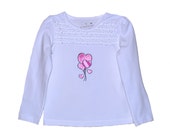 Heart Balloon Ruffled Long Sleeved White T-Shirt for the Perfect Girl