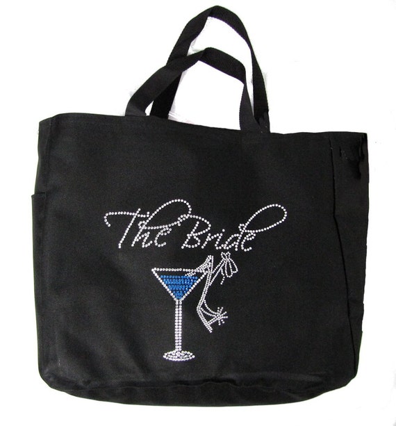 Custom Rhinestone Bridal Party Tote Bag with Fabulous Martini and ...