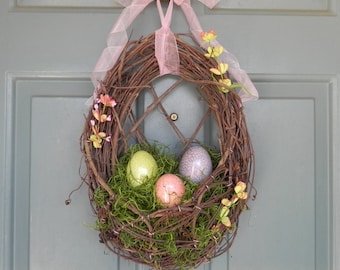 Easter Wreath -!! Nest with Crackle Easter Eggs- Choose your Custom Floral -