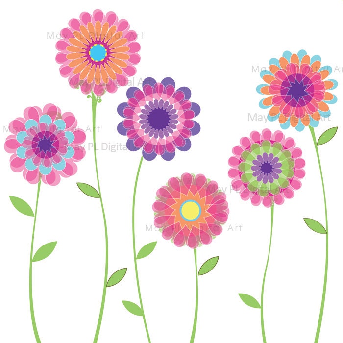 Pink Flowers Clipart Spring Floral Decorations by ...