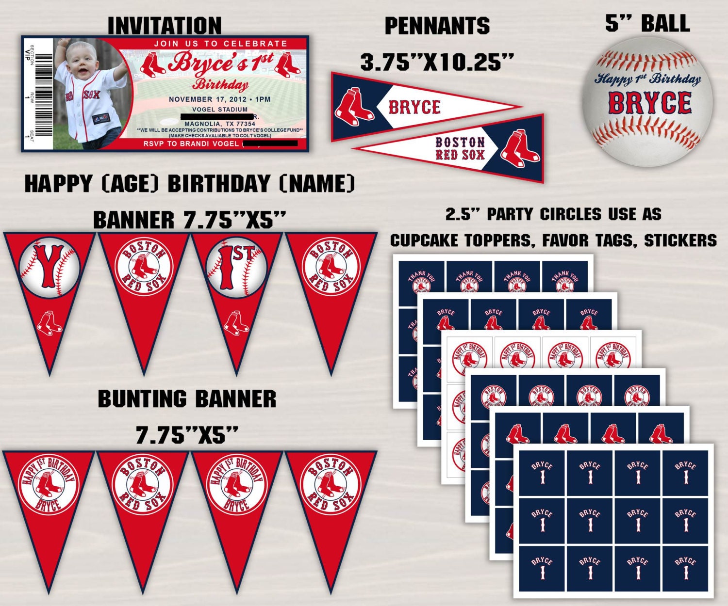 Any MLB Team Party Package ANY OCCASION by MarysPartyDesigns