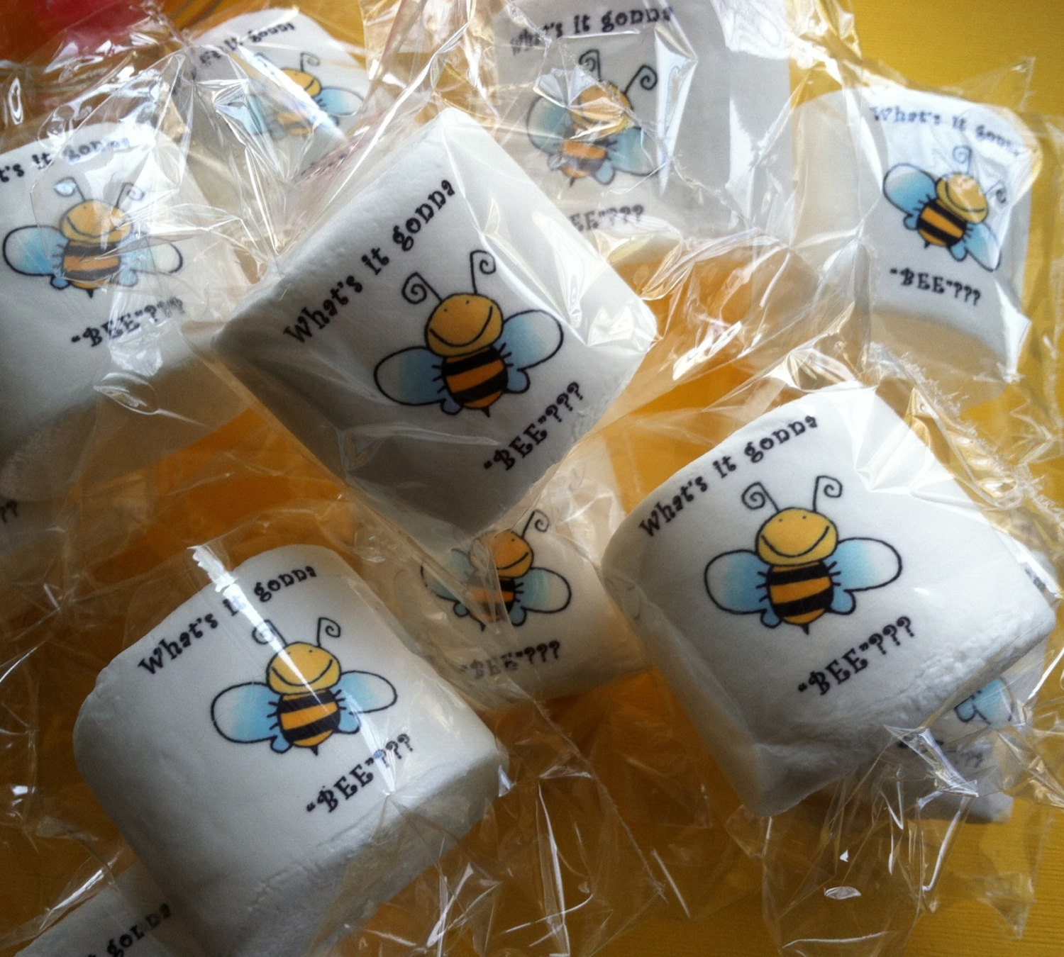 12 jumbo custom marshmallows gender reveal Bee theme custom