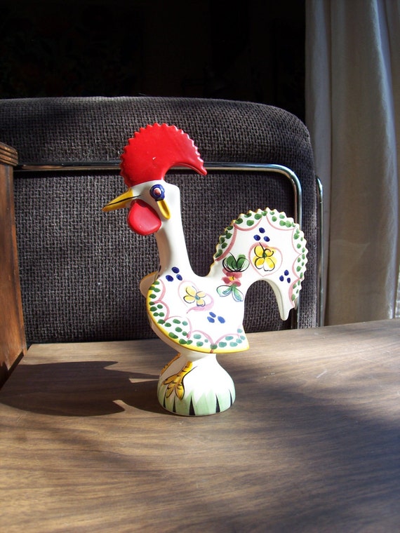Good Luck Rooster Portuguese Ceramic Hand by myknickknackstore
