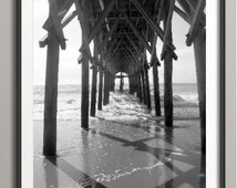 Black and White Beach Pier Photo 8x10 - Myrtle Beach, SC - Beach House ...