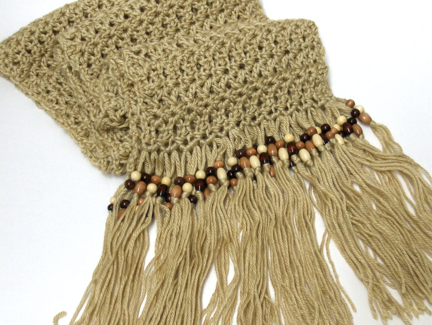 Crochet Scarf Beaded Fringe