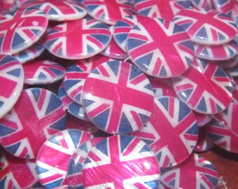 British Flag Shell Beads - 18mm - UK British Flag - 10 beads
