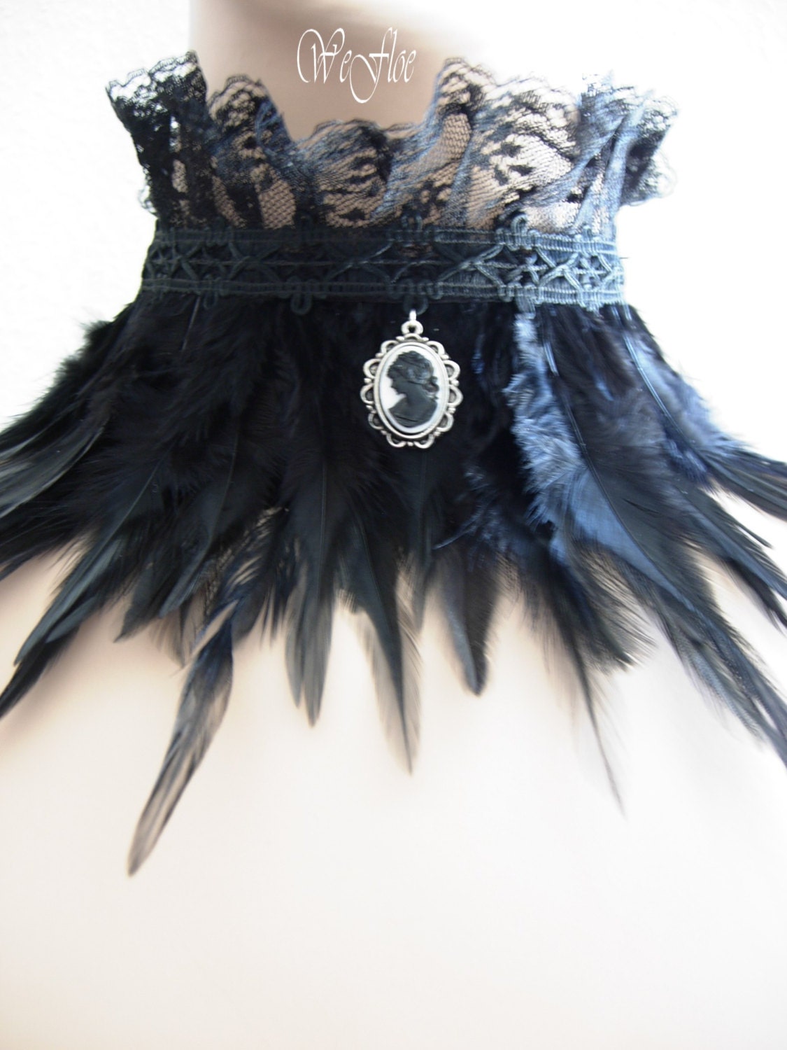 Choker Collar necklace black Feather Collar Gothic Steampunk