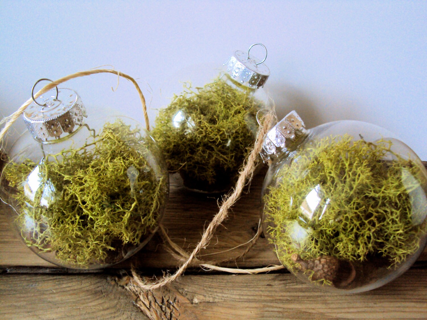 set of 3 woodland moss bauble ornaments rustic decor acorn set of 3 woodland moss bauble ornaments rustic decor acorn