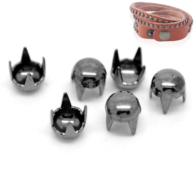 100 Gunmetal Rivet Stud Spikes 4mm 4 Legs Metal Rivets