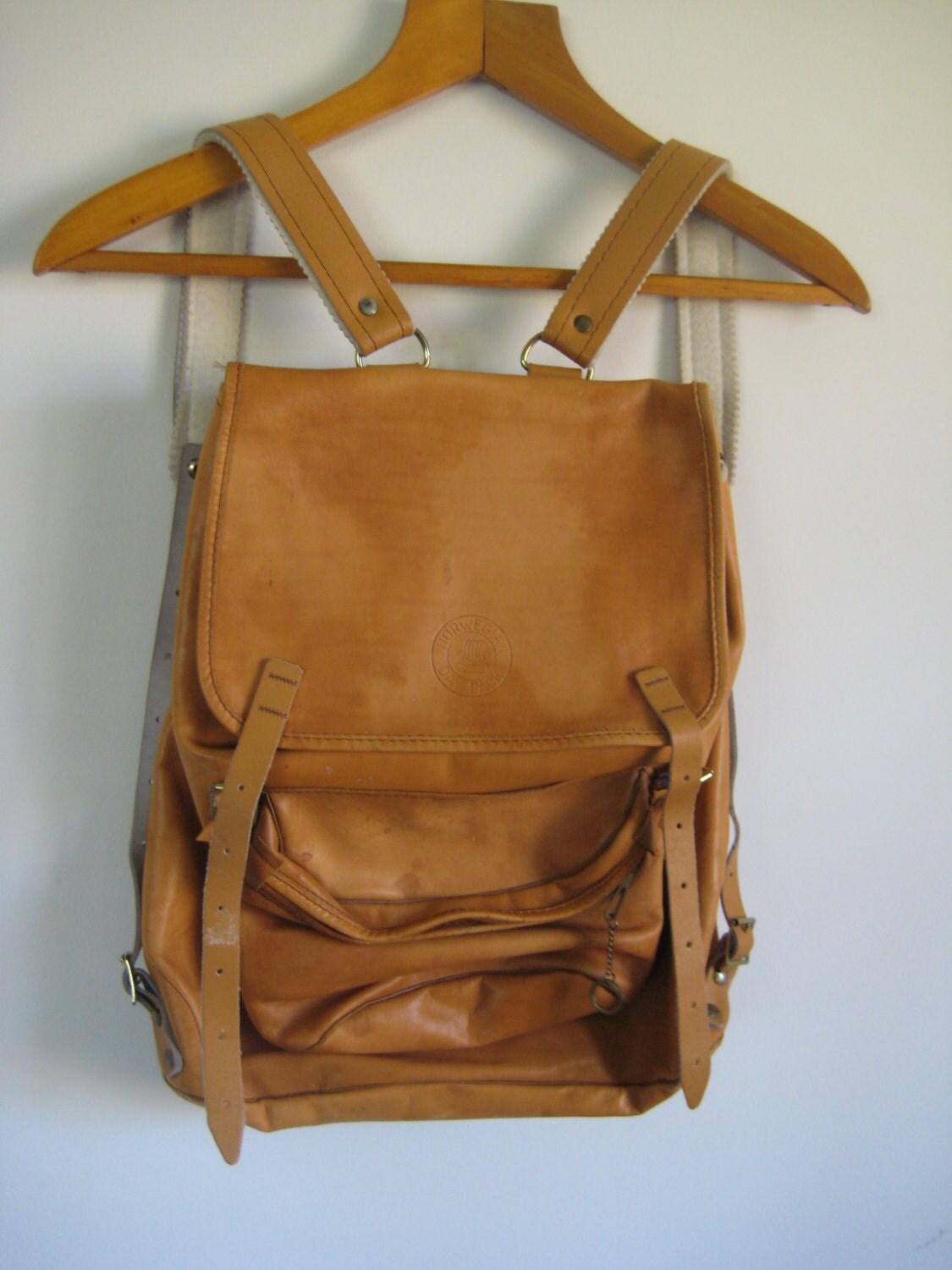 Vintage Beckmann Leather Norwegian Day Pack Backpack Internal