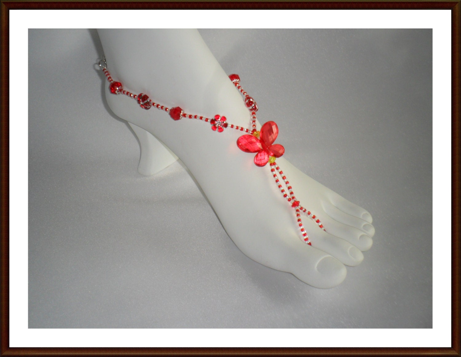 Red Foot Jewelry  Red Butterfly Barefoot  Foot by busygirls777
