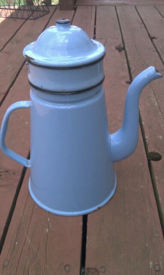 Large Antique/Vintage French Enamelware Coffee Pot/Biggin