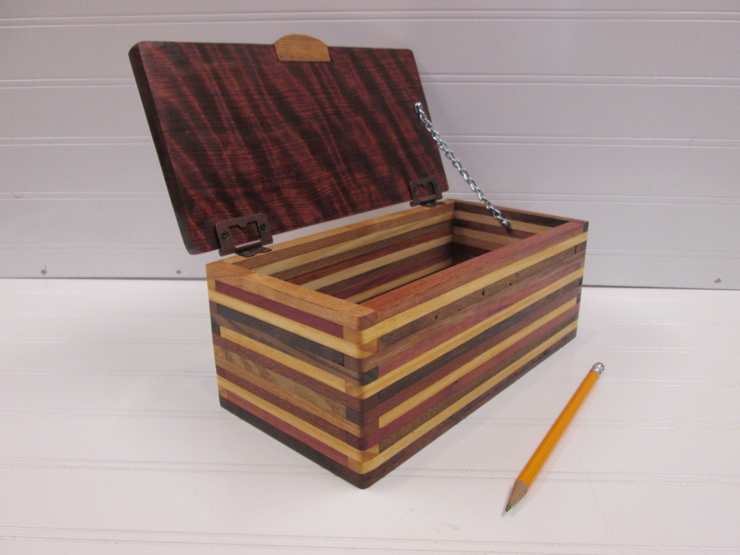 Wooden Box Desk Organizer Wood Box Keepsake Box Wood