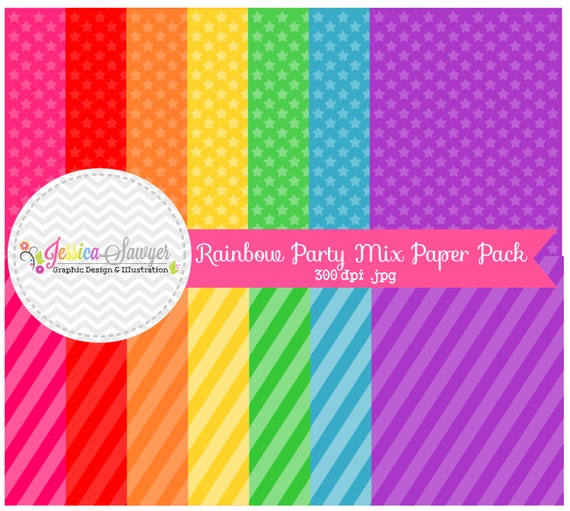 INSTANT DOWNLOAD, rainbow party printable paper - digital paper - 8.5'' x 11'' - rainbow background - commercial use - scrapbook - Il_570xn