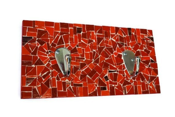 Double Mosaic Wall Hook by GreenStreetMosaics on Etsy