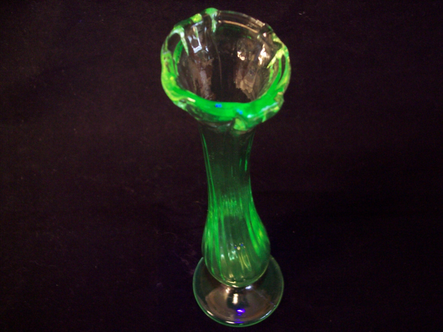 Vintage Uranium glass swung glass bud vase