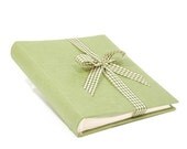 Green natural paper photo album, for him, gift, wedding, or to collect photos (10"x8" 30 sheets) - sadilla