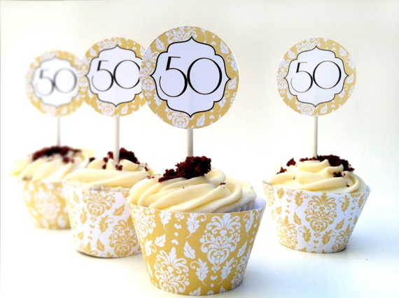 Instant Download 50th Anniversary DIY Cupcake Decorations