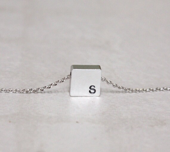 Personalized initial Square necklace initial jewelry