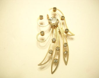 Vintage 1960s CLEAR RHINESTONE BROOCH (3297)