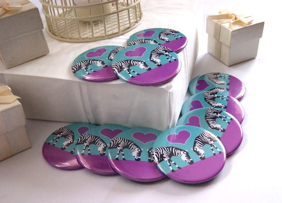 Zebra Love Pocket Mirrors - Pack of 10 - Great Party Bag Gifts Wedding Party Favors Bridesmaid Gifts Kids Party Bags Hen Party accessories