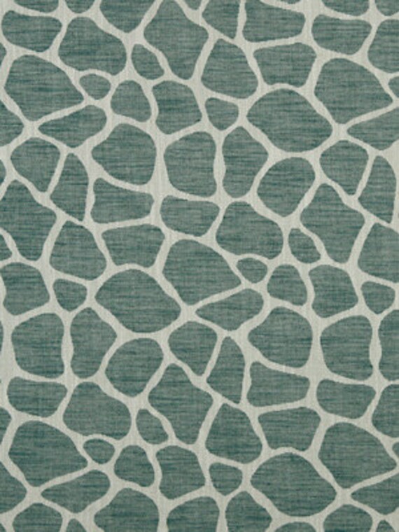 Animal Fabric Teal White Upholstery Fabric by PopDecorFabrics