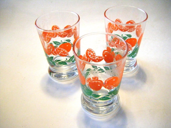 Vintage Orange Juice Glasses 64
