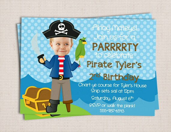 Little Pirate Boy Pirate Birthday Party Custom Printable Invitation Digital File Il_570xn