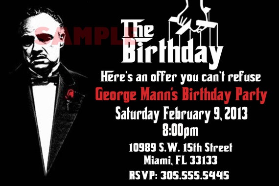 Mafia Themed Birthday Party Invitations 1