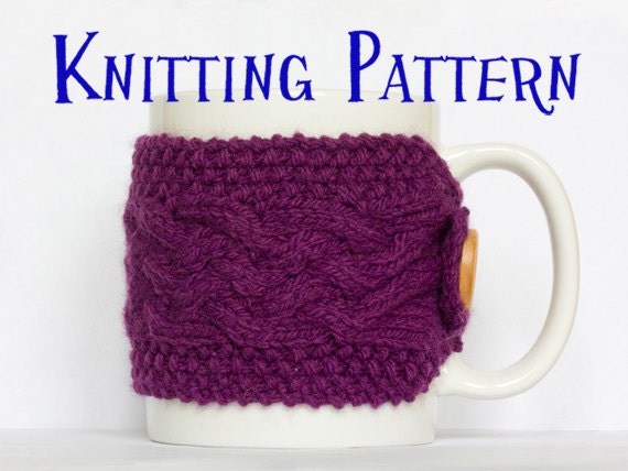 Instant Download PDF Knitting Pattern Cabled Cup Cozy Braid