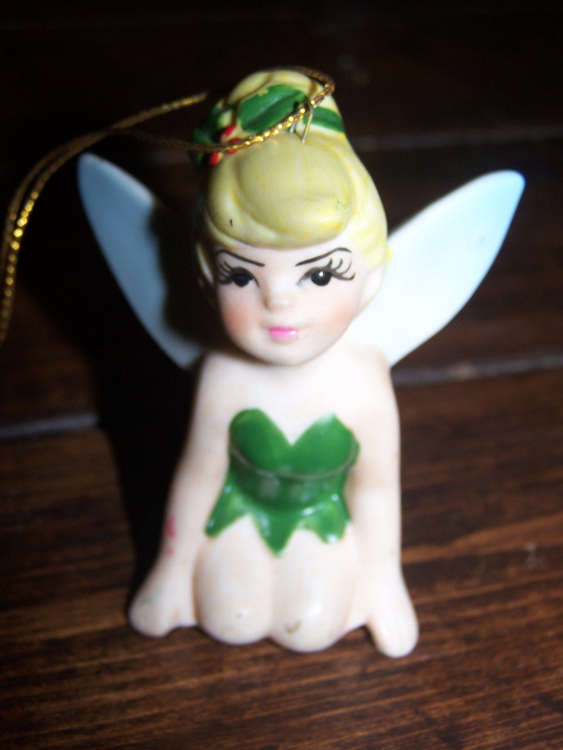 Vtg Vintage Ceramic Disney Tinkerbell Ornament Figurine Japan