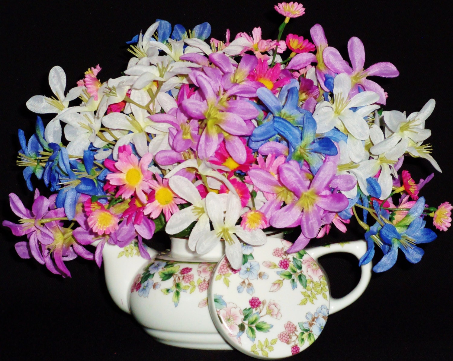 Teapot Flower Arrangements Multi-Color Spring Flowers Teapot