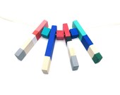 Color Block Necklace Painted Wood Jewelry Totem Necklace