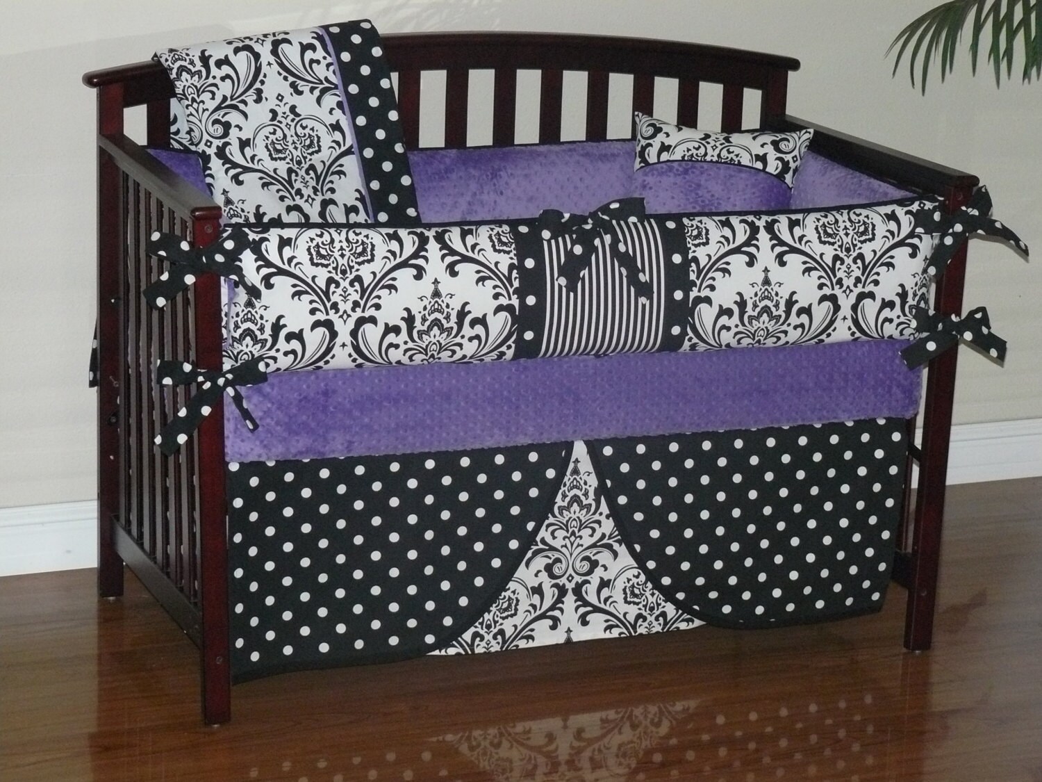 Custom Crib Baby Bedding 35pc. Bedding Set Purple Minky