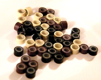 Silicone Lined Micro Beads ( links) for Feather Hair Extensions qty5