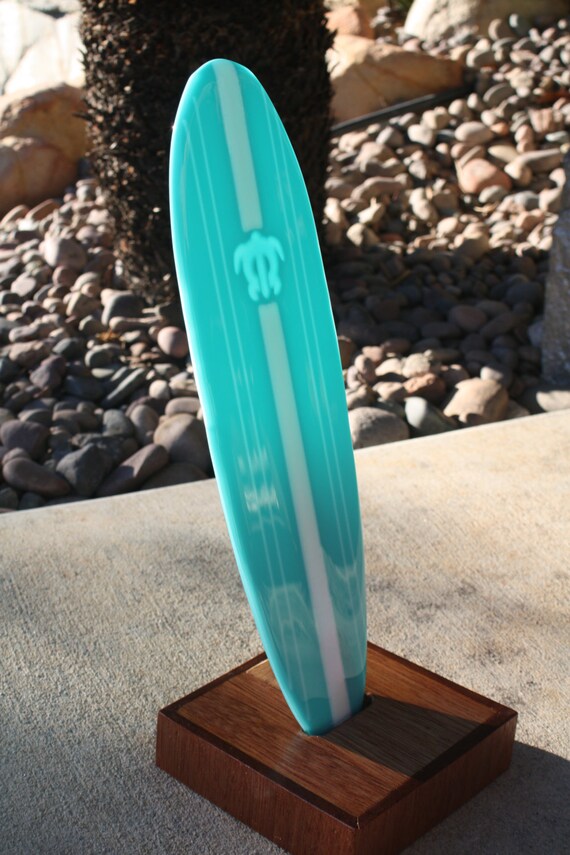 Fused Glass Surfboard Turquoise Turtle