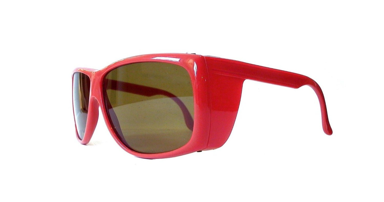 80s Red Wrap Around Sunglasses New Wave Sunglasses 1980s Hip 