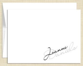 Personalized Note Cards Stationery Set - Chic Feminine Name - set of 10 - personalized stationary folded cards - choose color
