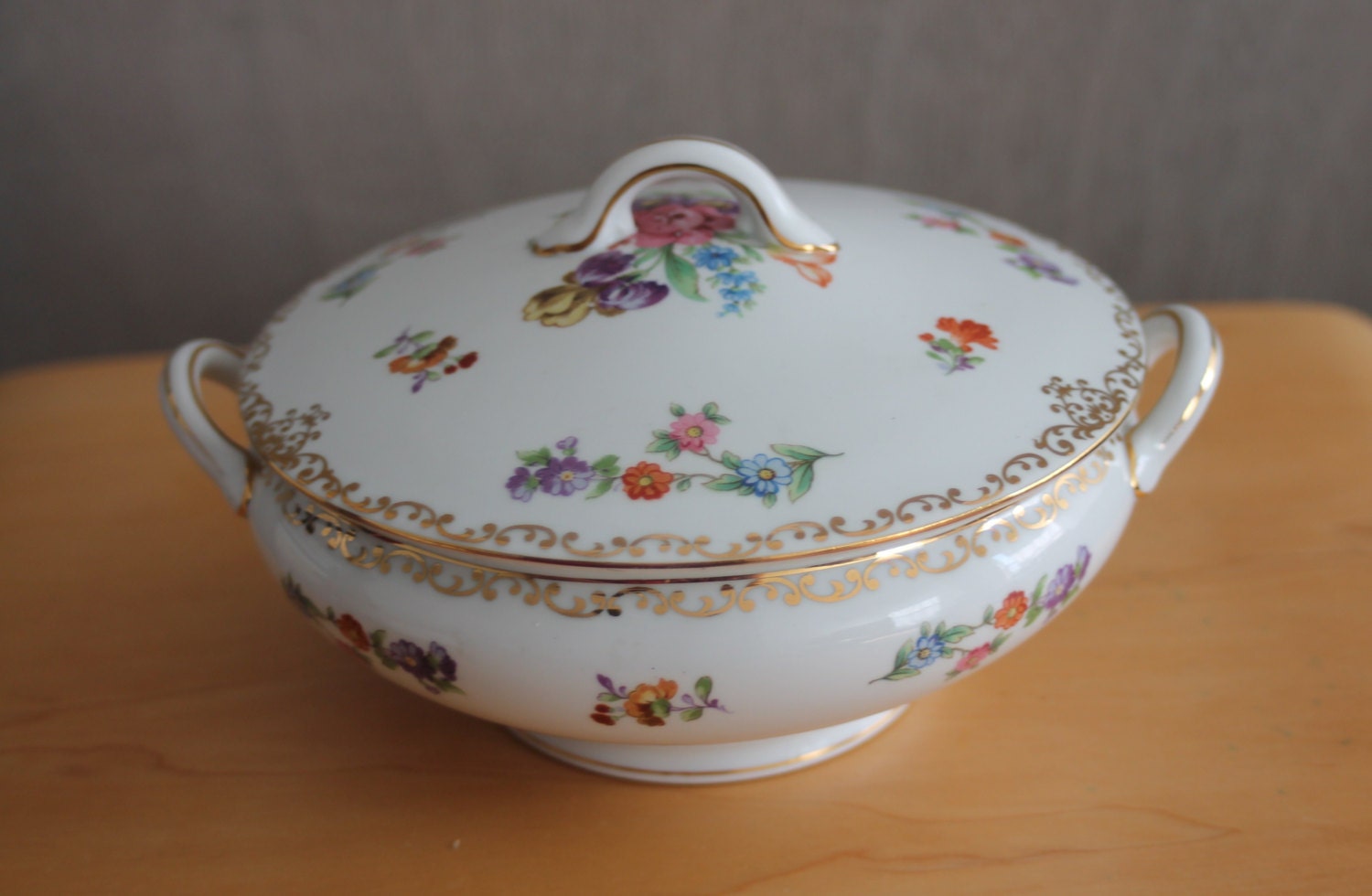 Antique Noritake Dresdoll China Small Covered Vegetable Bowl