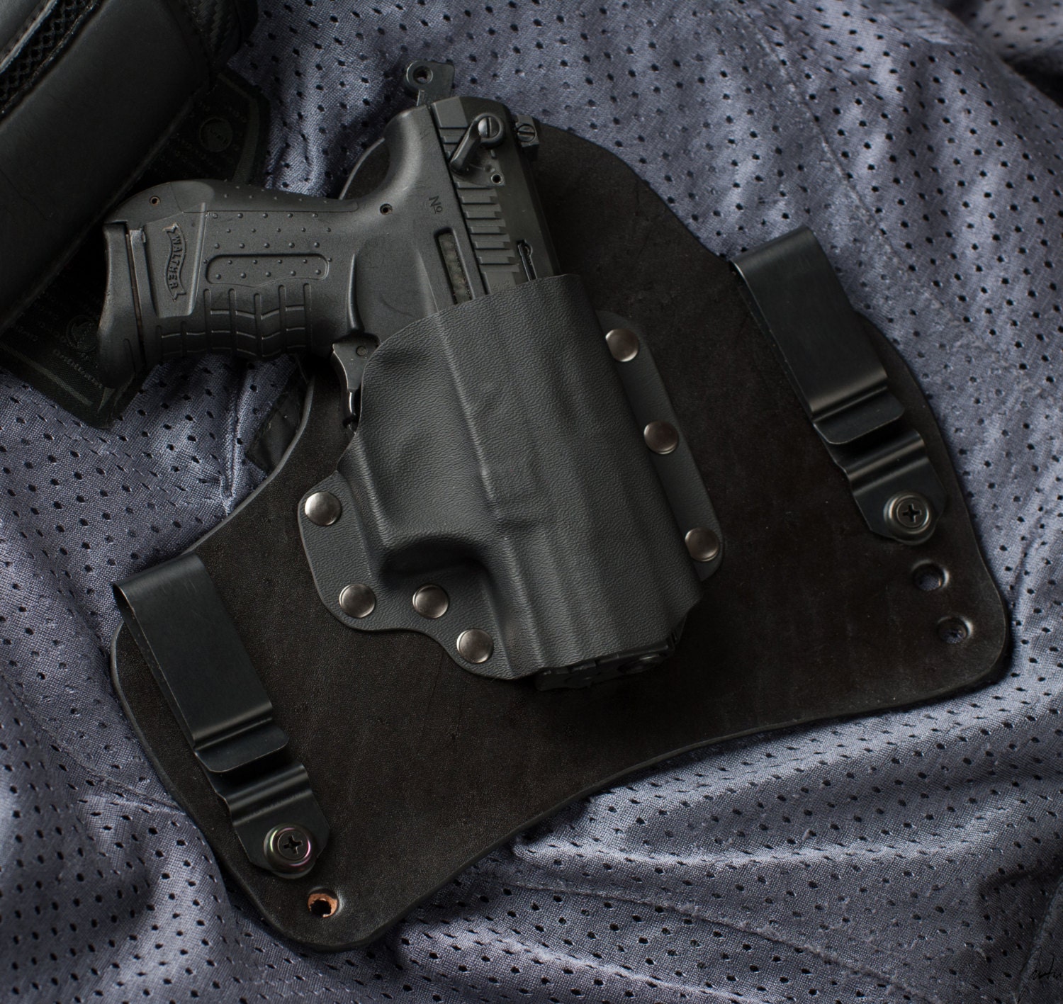 Walther P22 Kydex Black Leather Hybrid Gun Holster IWB CCW