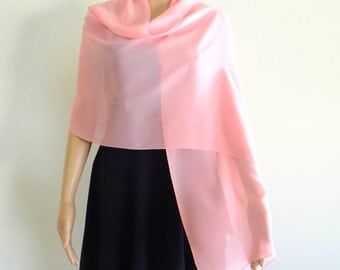 Pink Long Scarf. Pink Wrap Scarf. Chiffon Scarf. Pink Chiffon Shawl.