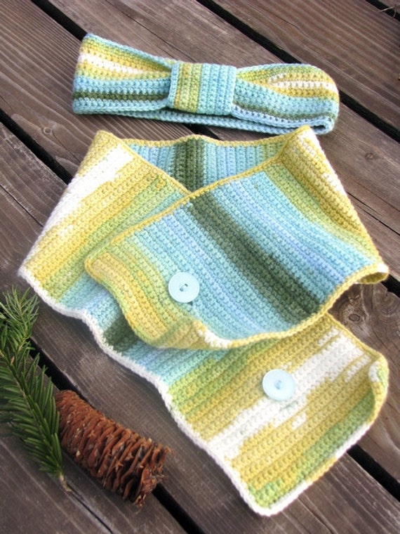 Crochet neckwarmer and headband turban