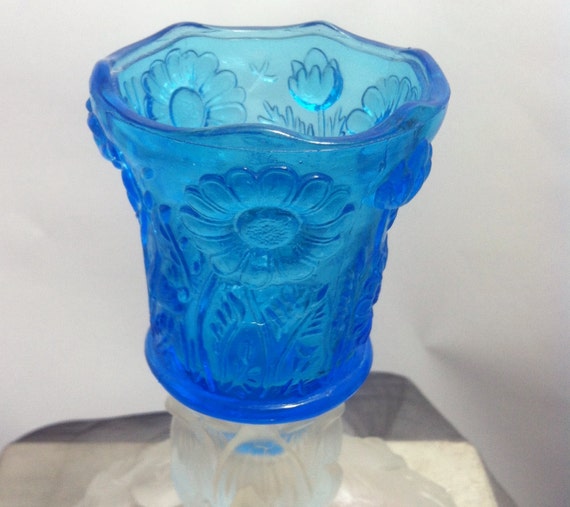 Items similar to Blue Glass Votive Candle Holder with Peg on Etsy