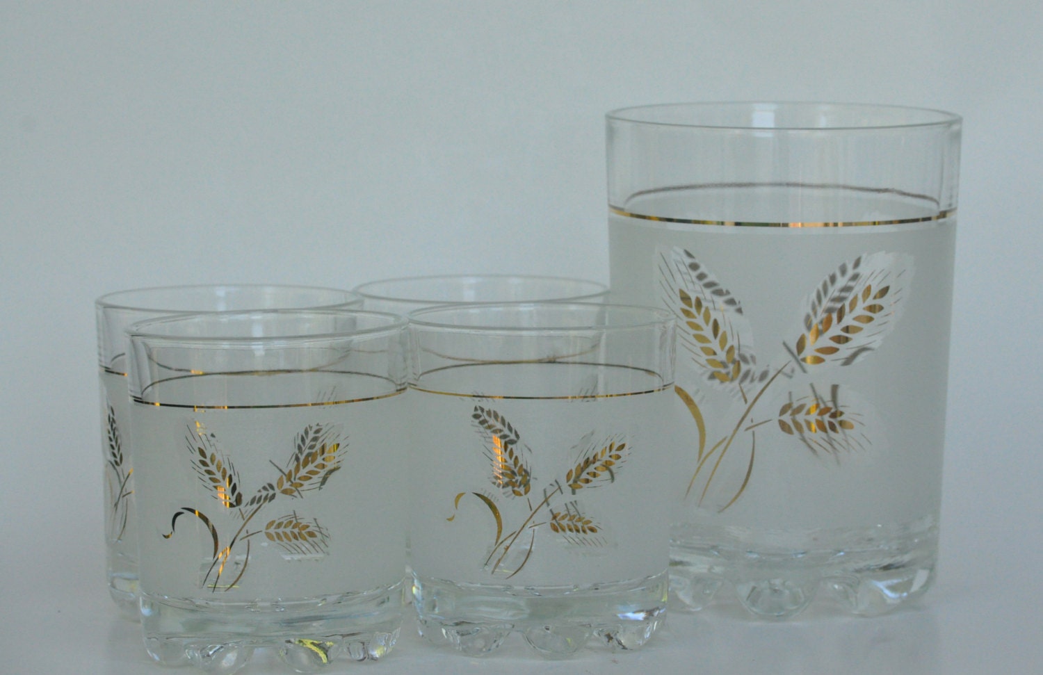 Retro Frosted Glass Ice Bucket with Four Matching Rock by dishinit