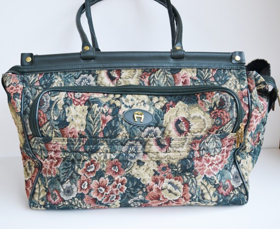 Vintage Etienne Aigner Luggage Carry On Duffle Bag Floral