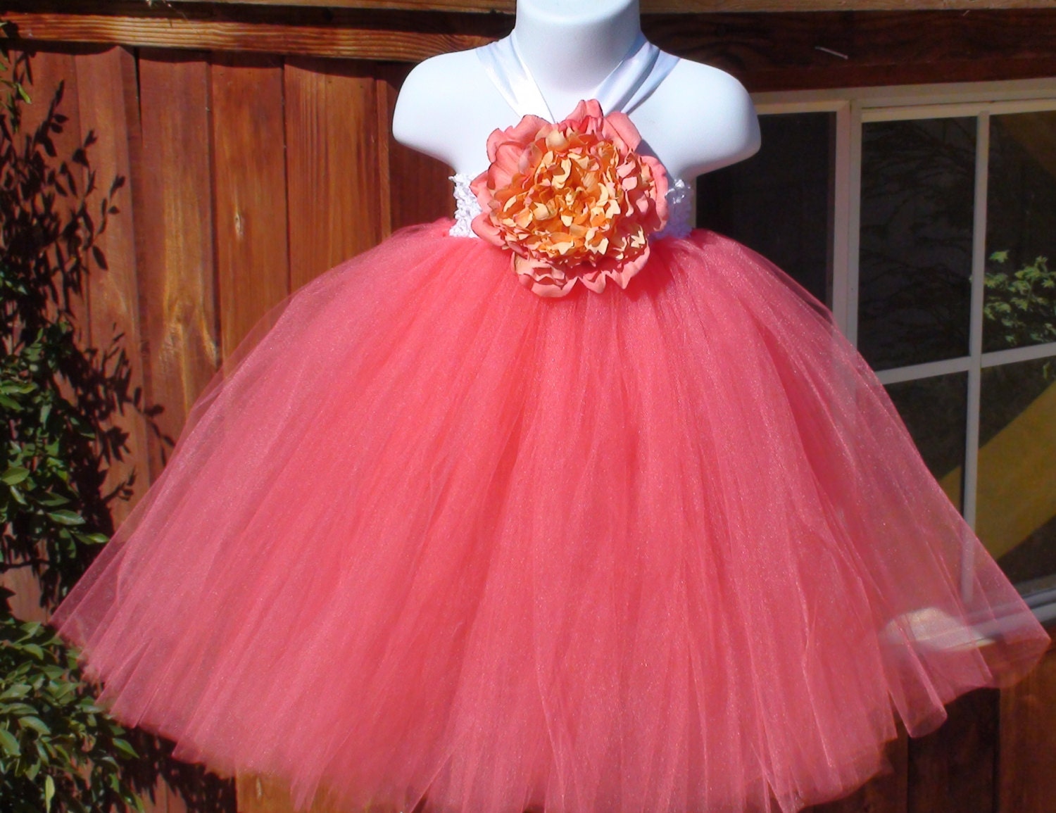 Baby girl tutu dress/Coral tutu dress/Flower girl tutu