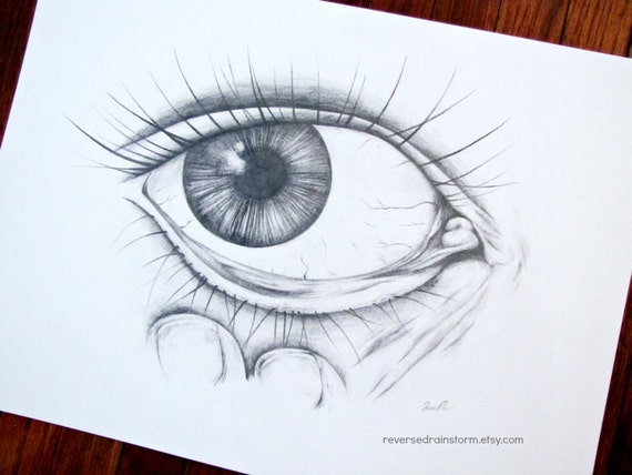Items similar to Creepy Eyeball Pencil Drawing - 11x15 inches on Etsy