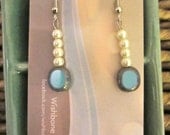 White and Blue Dangle Earrings