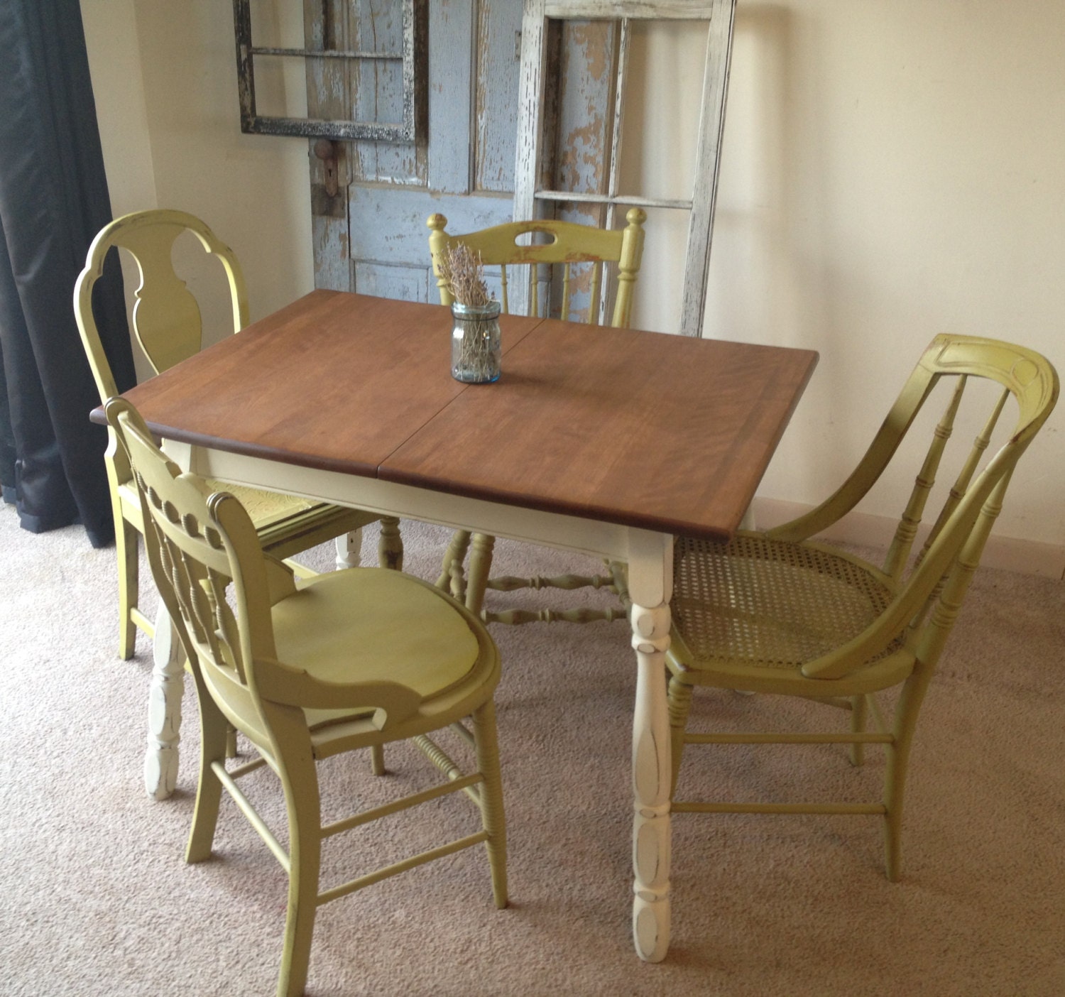 Vintage French Provincial Country  Kitchen  Table  with Four Miss